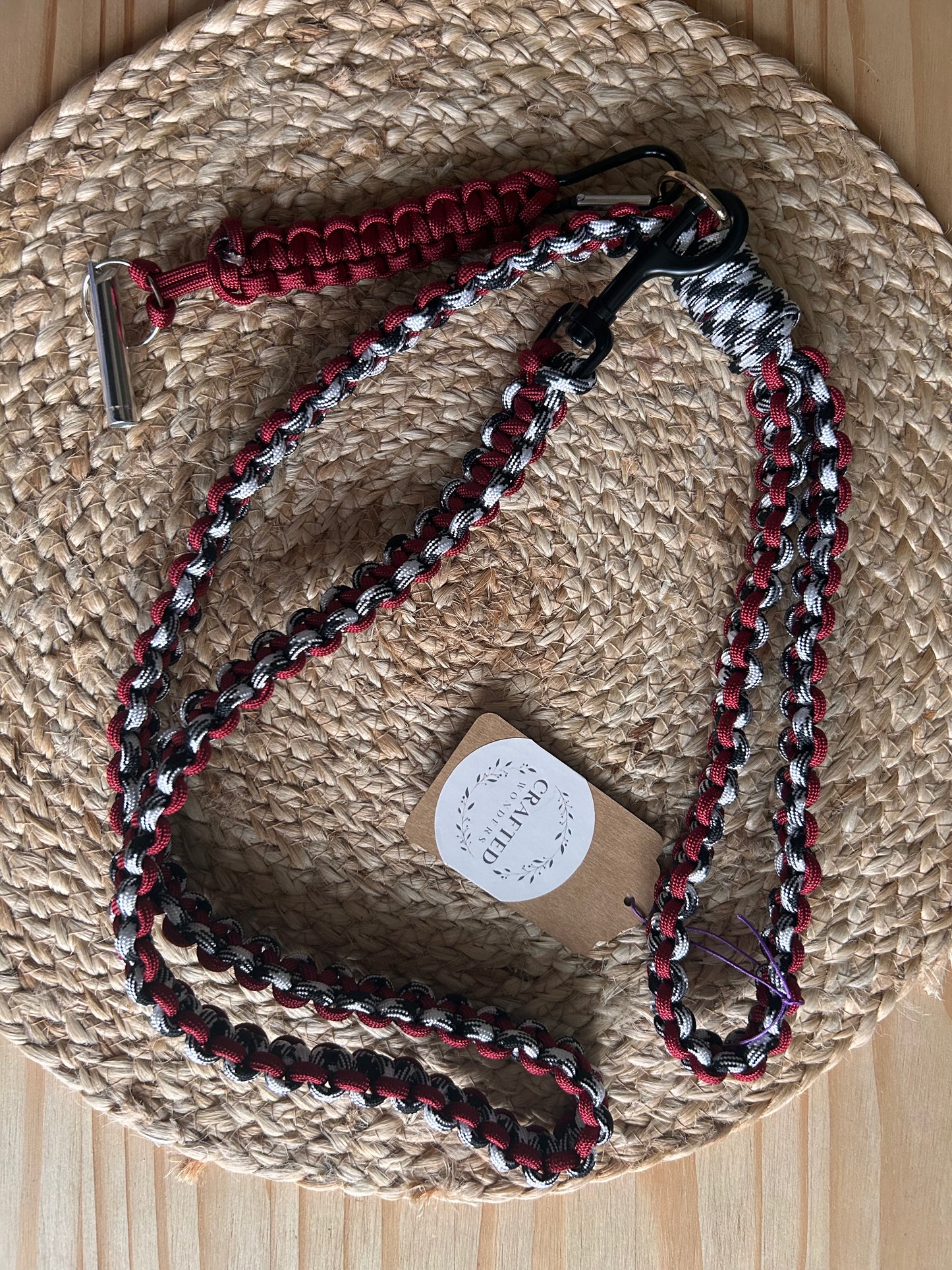 Handmade by Crafted Wonders - Paracord lead and whistle clip set