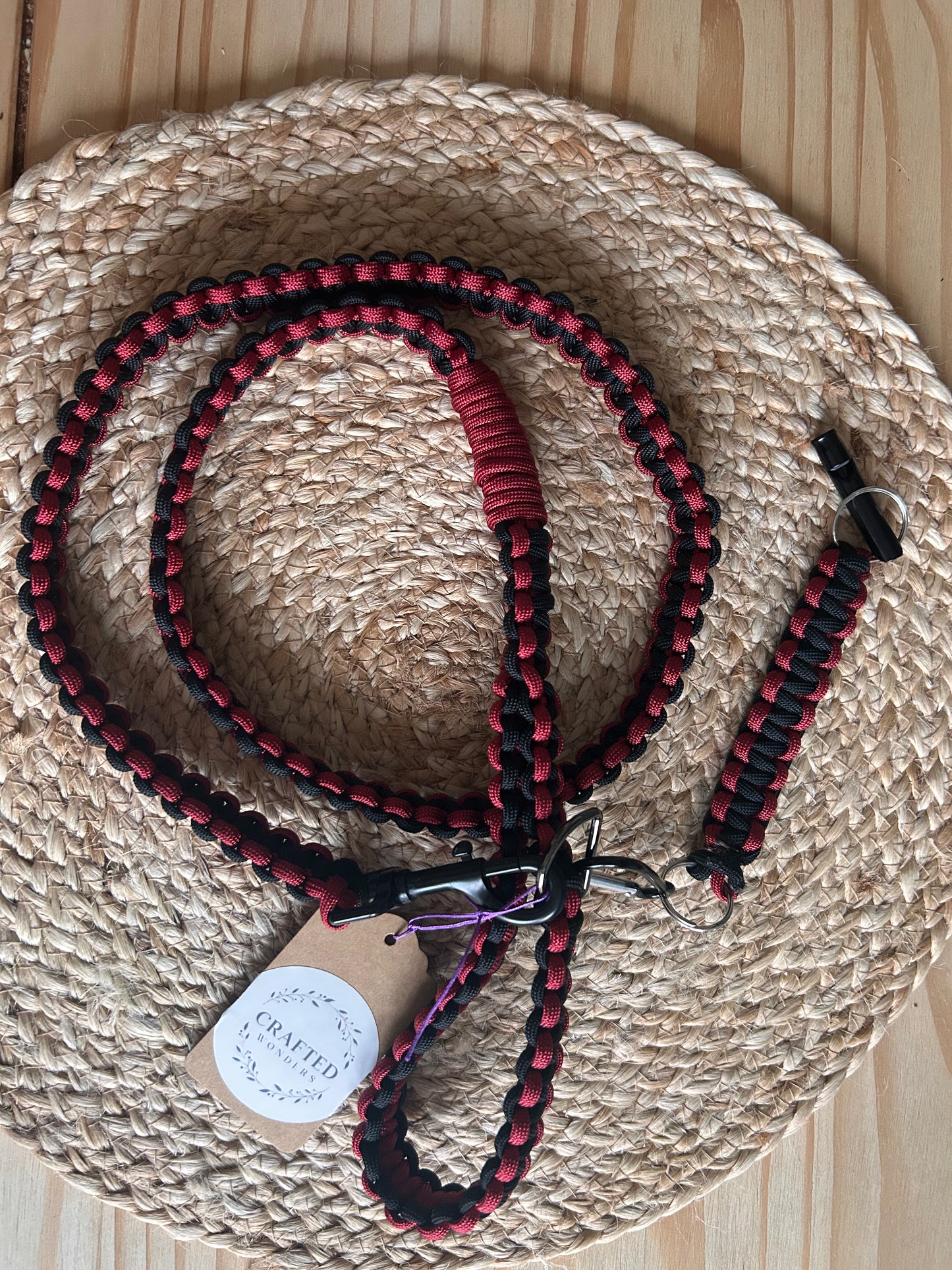 Handmade by Crafted Wonders - Paracord lead and whistle clip set