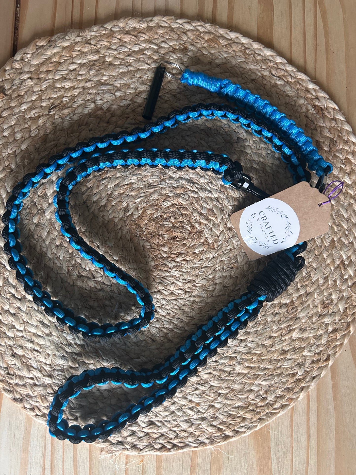 Handmade by Crafted Wonders - Paracord lead and whistle clip set