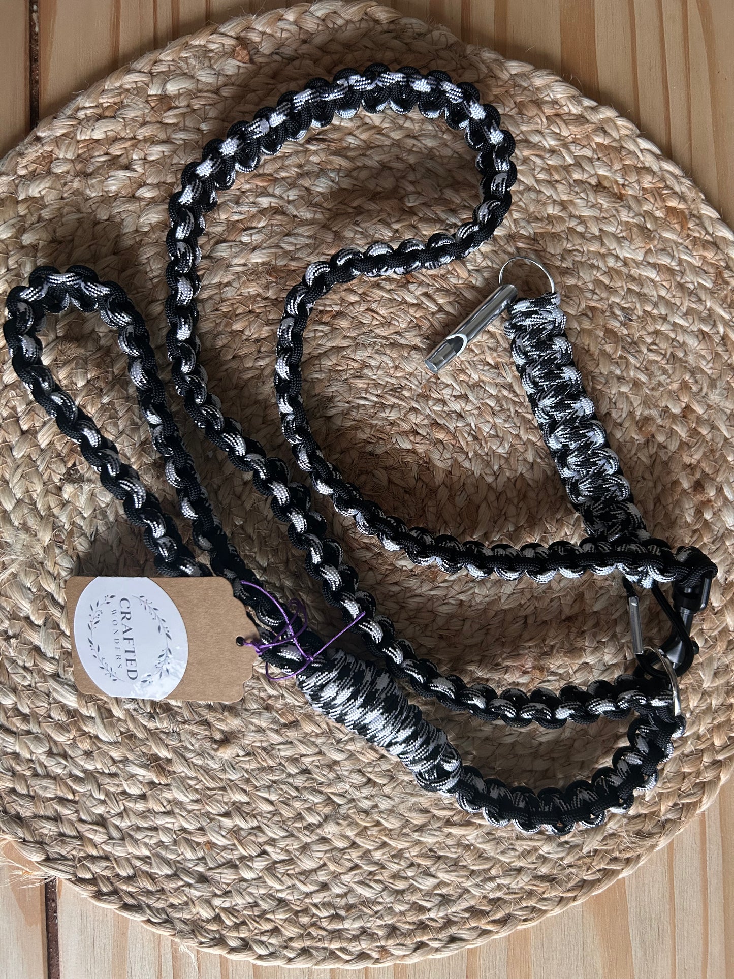 Handmade by Crafted Wonders - Paracord lead and whistle clip set